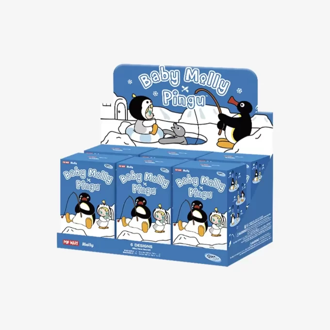 Baby Molly × Pingu Happy Fishing -sarja – vinyylipehmoinen riipuslaatikko