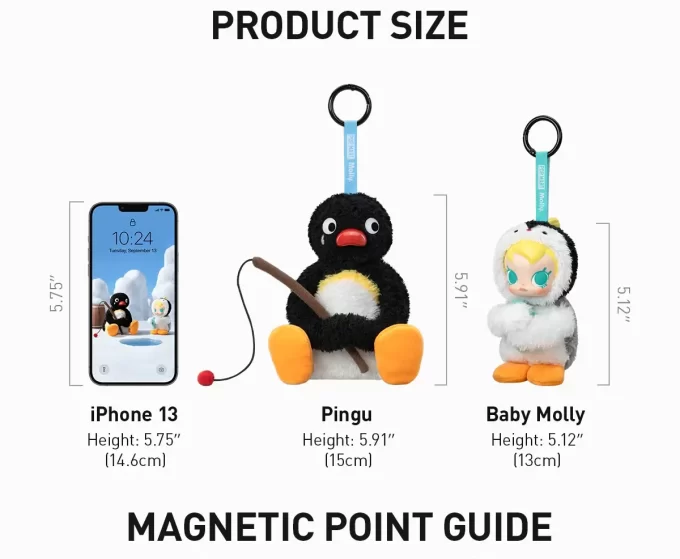 Baby Molly × Pingu Happy Fishing -sarja – vinyylipehmoinen riipuslaatikko