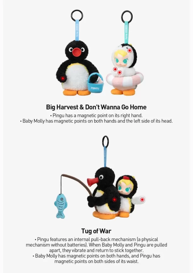 Baby Molly × Pingu Happy Fishing -sarja – vinyylipehmoinen riipuslaatikko