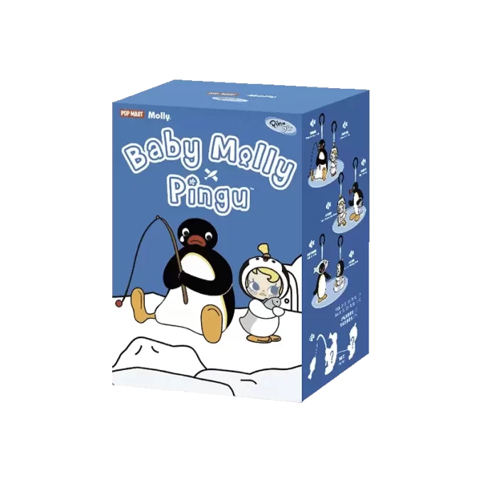 Baby Molly × Pingu Happy Fishing -sarja – vinyylipehmoinen riipuslaatikko