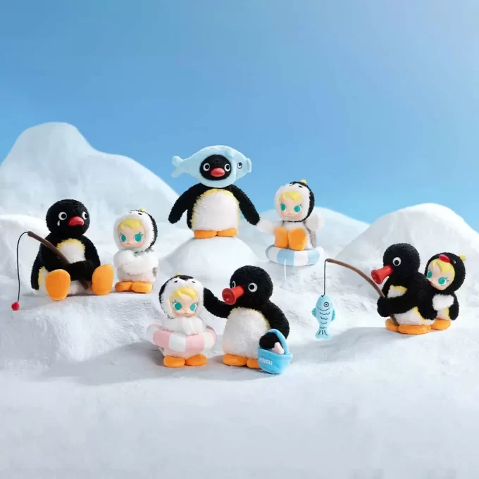 Baby Molly × Pingu Happy Fishing -sarja – vinyylipehmoinen riipuslaatikko