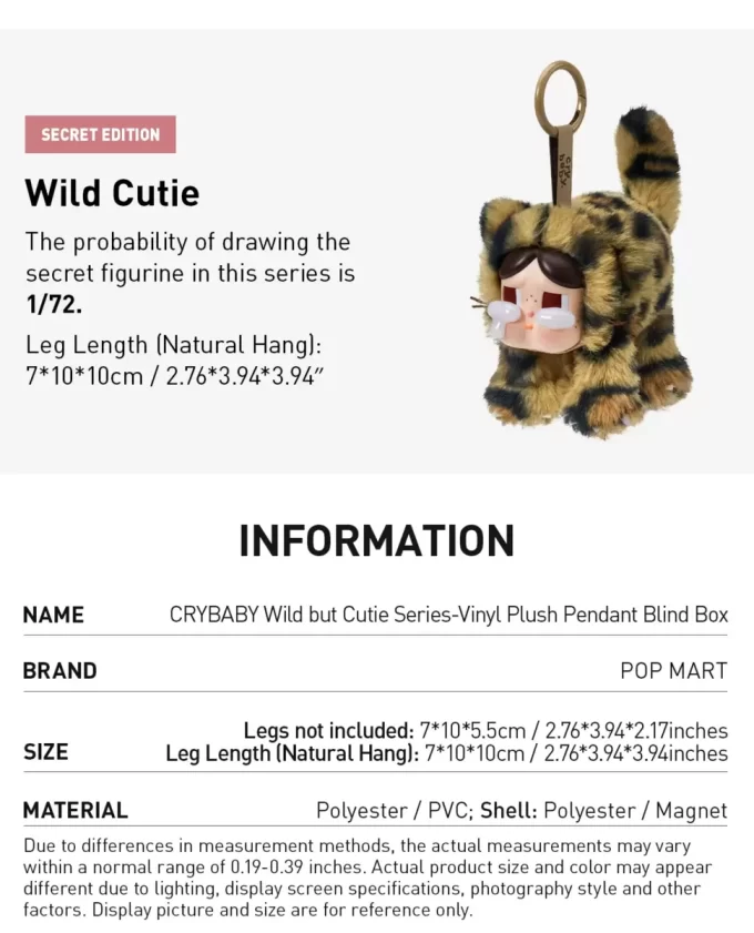 CRYBABY Wild But Cutie -sarja – Vinyylinen pehmoinen riipusrasia
