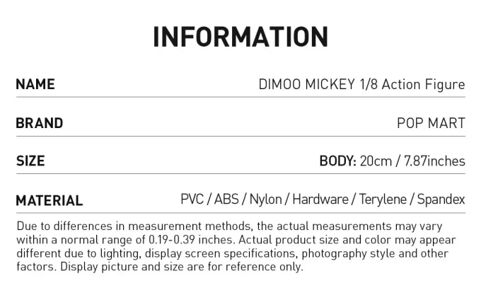 DIMOO MICKEY 1/8 Toimintahahmo