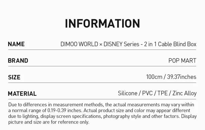 DIMOO WORLD × DISNEY Sarja – 2 yhdessä -kaapelikaihdin