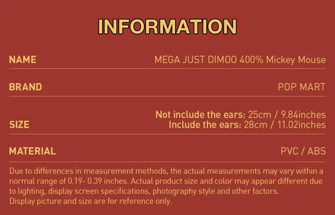 MEGA JUST DIMOO 400% Mikki Hiiri
