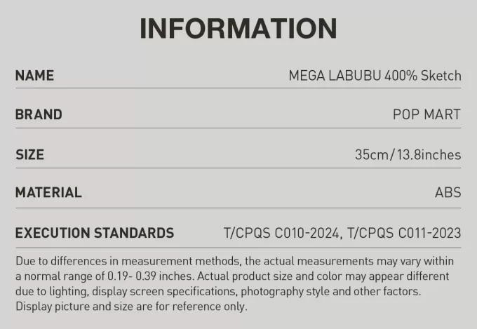MEGA LABUBU 400% luonnos