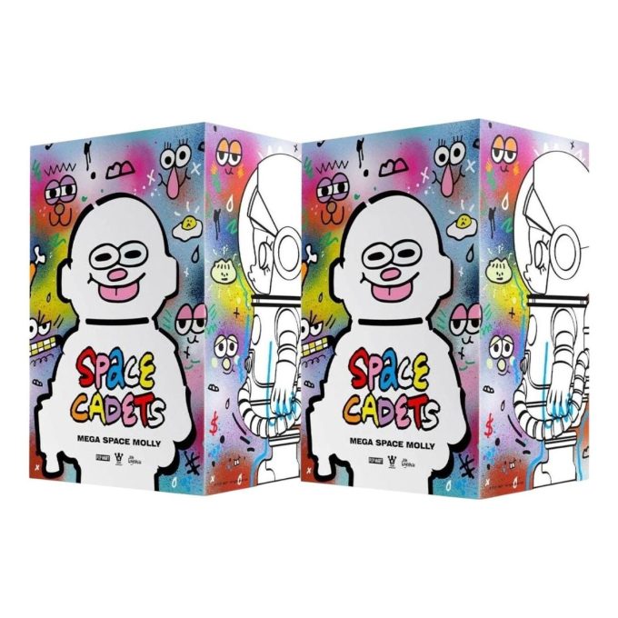 Mega Space Molly 400% Jon Burgerman Space Cadets -sinetöidyt kotelot (2 sokkolaatikkoa)