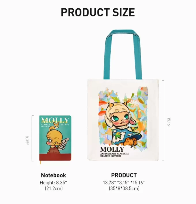 MOLLY-vuosipäiväpatsaat klassinen retro 2-sarja – kangaskassi