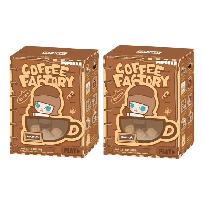 Pop Bean Coffee Factory -jääkaappimagneetti sinetöidyssä kotelossa (2 sokeaa laatikkoa)