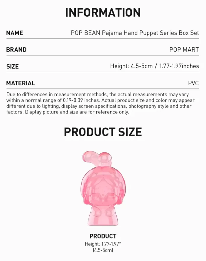 POP BEAN Pajama Hand Puppet -sarjan boksisetti