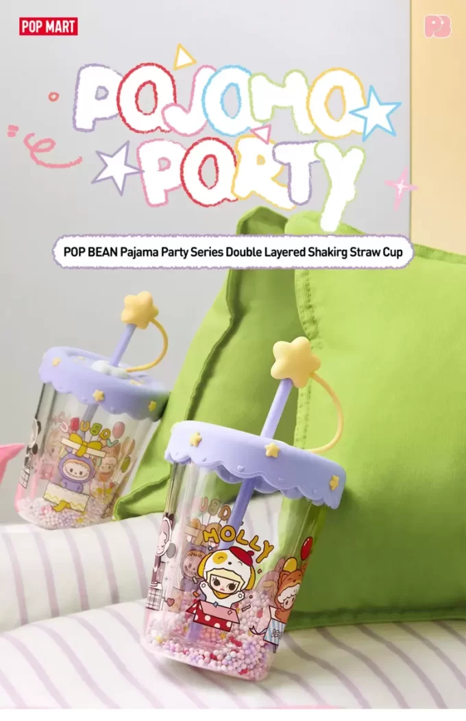 POP BEAN Pyjama Party -kaksikerroksinen ravistettava pillimuki