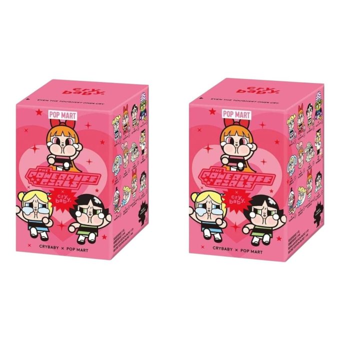 Pop Mart x Powerpuff Girls CryBaby -vinyylihahmot sinetöidyssä kotelossa (2 sokeaa laatikkoa)