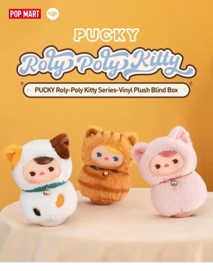 PUCKY Roly-Poly Kitty -sarja – vinyylipehmoinen kaihdinlaatikko