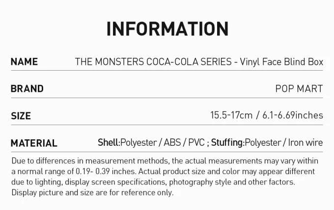 THE MONSTERS COCA-COLA -SARJA – Vinyylikasvot sokea laatikko
